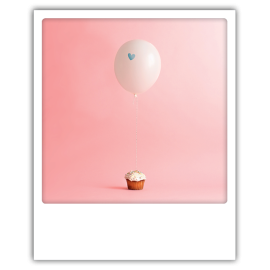 Carte postale polaroid rose cupcake