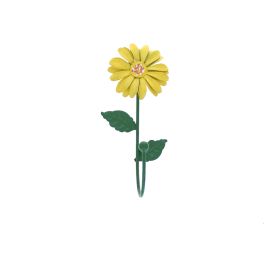 patere fleur jaune deco murale