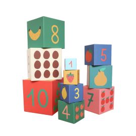 cubes en carton à empiler, couleurs formes et numéros 