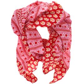 foulard block print d'amour rose