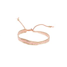 bracelet tissé perles rose pâle