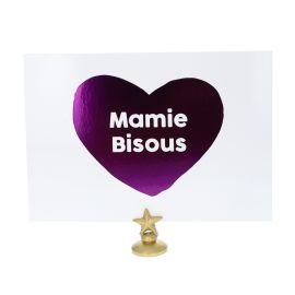 carte mamie bisous coeur violet