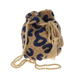sac bourse leopard bleu doré