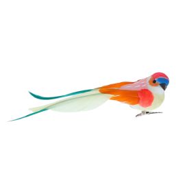 oiseau à clipser corail et multicolore