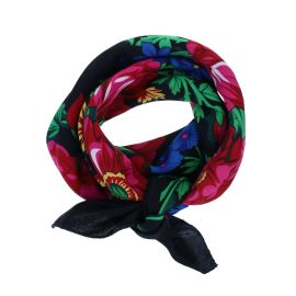 foulard noir a fleurs polka folk