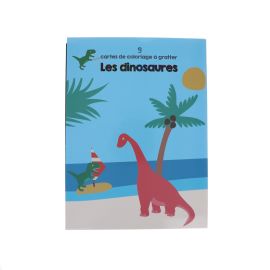 Lot de 9 cartes de coloriage à gratter Dinosaures