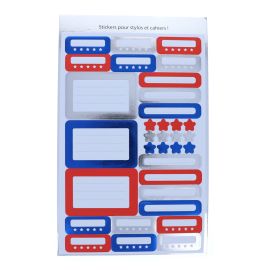 Planche de stickers pour fournitures bleu et rouge
