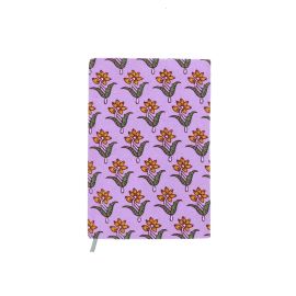 petit carnet de notes fleuri block print rose lila delhi d'antan