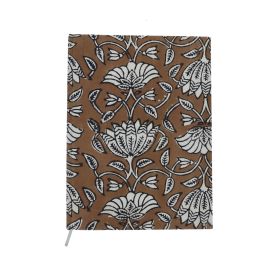 grand carnet block print delhi d'antan marron fleuri