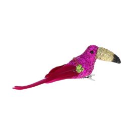 oiseau à clipser toucan rose paillettes