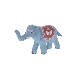 Figurine éléphant en papier mâché avec ornement rose