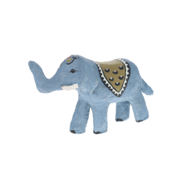 Figurine éléphant en papier mâché avec ornement ocre