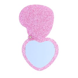 miroir de poche coeur rose à paillettes