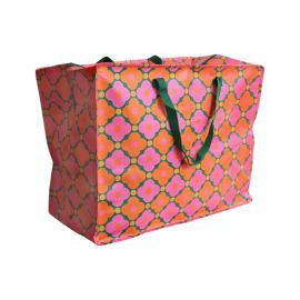 sac de rangement jumbo bag fleurs roses et orange