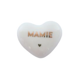 coeur céramique blanc et doré mamie 