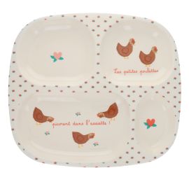 assiette à compartiments la petite poule rousse repas bébé