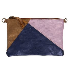 pochette en cuir tricolore 