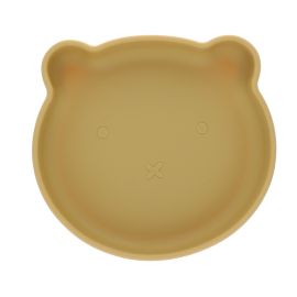 Assiette ours silicone jaune moutarde