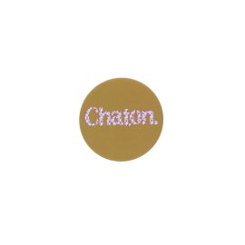 Badge chaton fond moutarde
