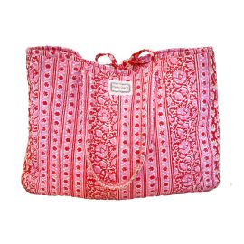 sac cabas rose et rouge blockprint