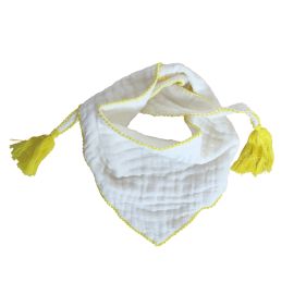 foulard pompons jaune