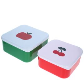 Lot de 2 lunch box pomme cerise