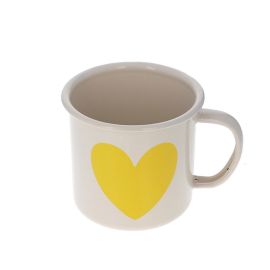 mug émaillé cœur jaune