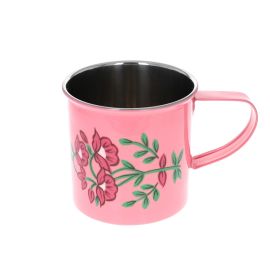 mug en acier rose à fleurs