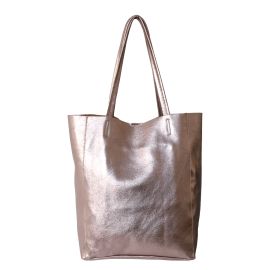 sac tote bag en cuir métallisé bronze