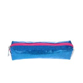 trousse bleu à paillettes zip rose