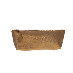 trousse en cuir bronze pailleté