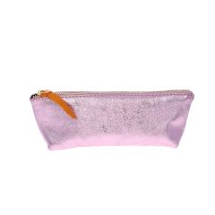 trousse stylos cuir rose pale