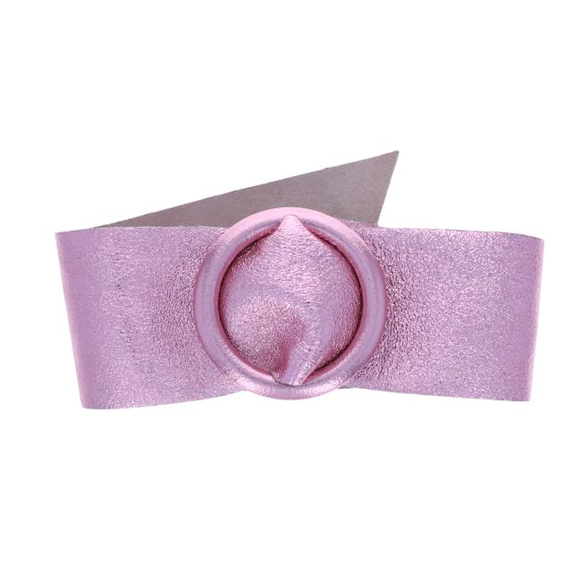 Ceinture plate large cuir irise rose pale Maison Suzanne Le petit Souk