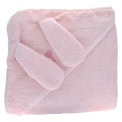 cape de bain lapin rose pale bébé