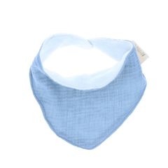 Bavoir bandana gaze de coton bleu 