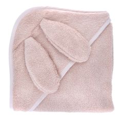 Cape de bain lapin rose pâle 70x70