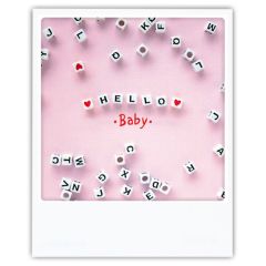 Carte polaroid "hello baby"