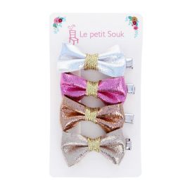 Lot de 4 barrettes noeuds métalliques