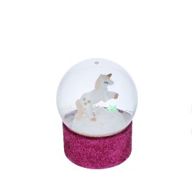 boule à neige licorne paillettes rose