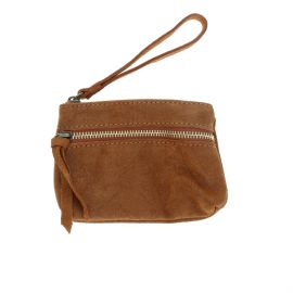 Porte monnaie double zip camel