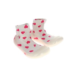 chaussons souples pour enfants coeurs rose