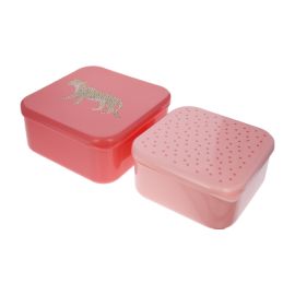 lot de deux lunch box leopard rose