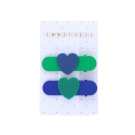 barrette coeur bleu vert