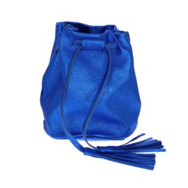 Sac bourse en cuir métallisé bleu électrique