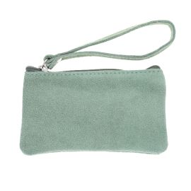 petite pochette daim vert menthe