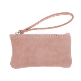 Petite pochette cuir rose pâle