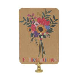 carte félicitations bouquet fleurs marron