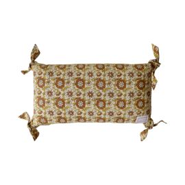 coussin block print velours ecru delhi d'antan