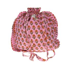 sac pochon en tissu block print rose