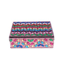 boite indienne rectangle multicolore perles